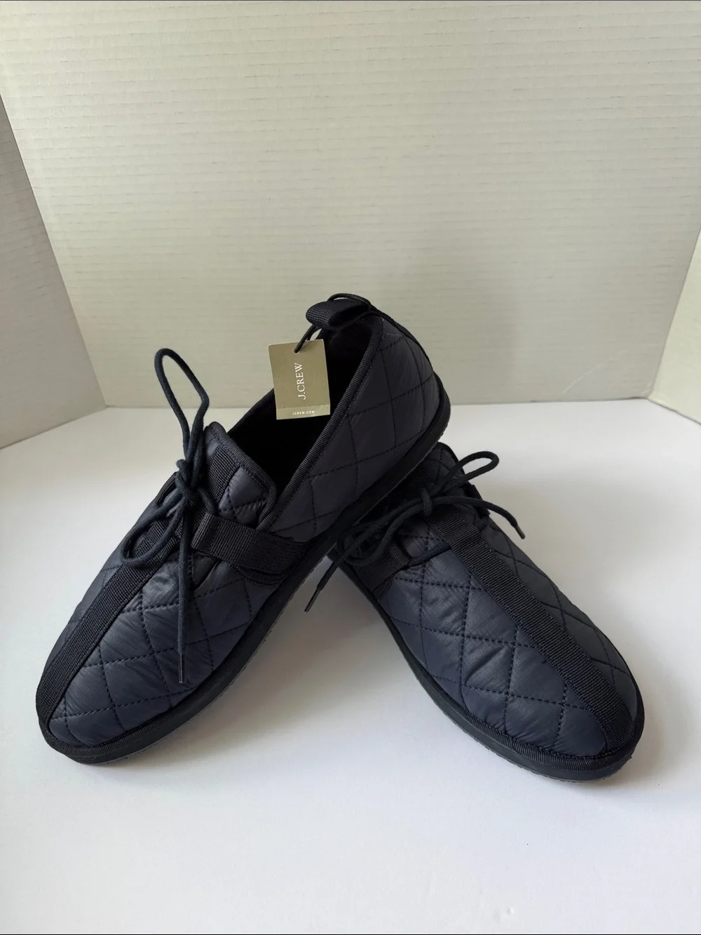 J. Crew Quilted Black Men’s Slip-On Lace Casual Shoes #610